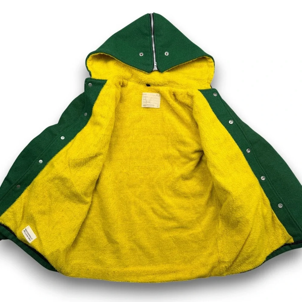 DeLONG Sportswear Jacket Youth XL Green Snap Button Fleece Lined Vintage 90s Y2K
